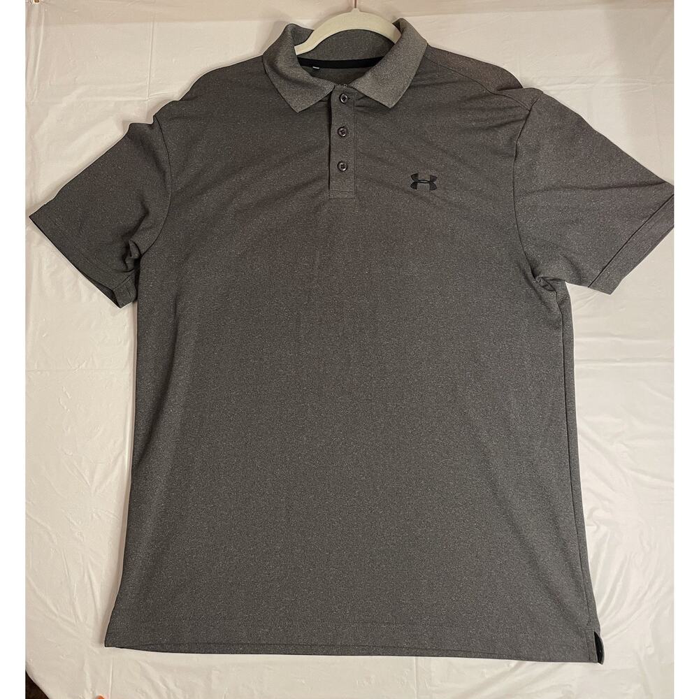 Under Armour Polo Shirt Mens Medium Dark Gray Performance Loose Heatgear